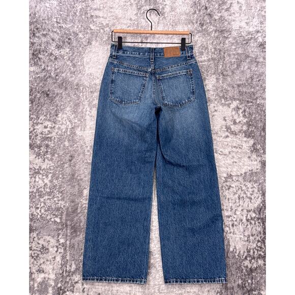 Madewell Super Wide Leg Jeans 24P Petite Womens Blue Wash Denim - Picture 2 of 9